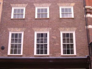 Box sash windows on an older building